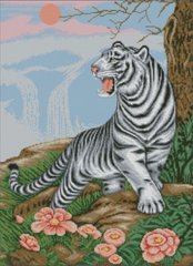 Купити Білий тигр Набір для алмазної вишивки з повним закладенням квадратними каменями  в Україні