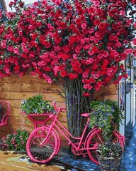 Купити Велосипед на квітковому фоні Полотно для малювання по цифрам 40 х 50 см  в Україні