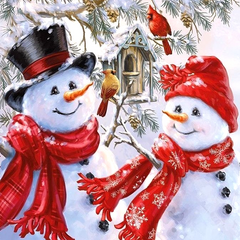 Купить Пара снеговиков Набор для алмазной мозаики 30х30см На подрамнике  в Украине