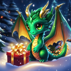 Купити Зелений дракончик з подарунком Набір для діамантової мозаїки 30х30см На підрамнику  в Україні