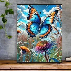 Купити Метелик Алмазна вишивка Квадратні стрази 40х50 см з голограмними відтінками  в Україні