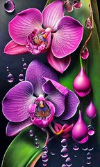 Купити Орхідеї Алмазна вишивка Квадратні стрази 40х65 см з голограмними відтінками  в Україні