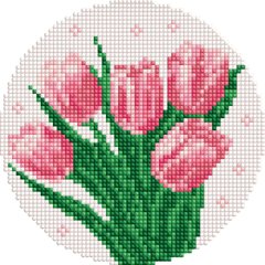Купить Нежные тюльпаны ©art_selena_ua Алмазная мозаика на подрамнике круглой формы диаметром 19см  в Украине