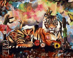 Купити Величественный тигр Картина антистрес за номерами на підрамнику  в Україні