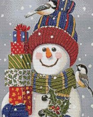 Купить Снеговик с подарками Алмазная мозаика квадратные камни  в Украине