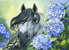 Купити Алмазна вишивка Кінь в квітах  в Україні