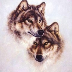 Купити Діамантова мозаїка з повним закладенням полотна Пара вовків. Вірність  в Україні