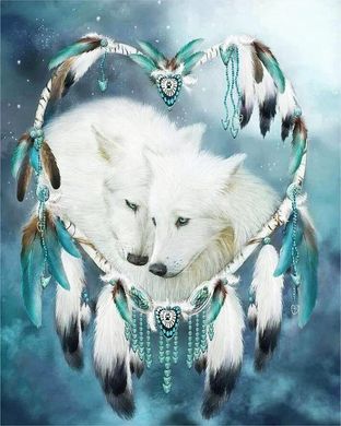 Купити Діамантова вишивка з повним закладенням полотна Вовки. Любов і гармонія  в Україні