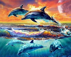 Купити Алмазна вишивка Ігри дельфінів  в Україні