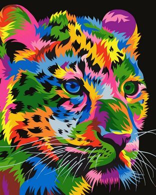 Купить Радужный гепард Антистрес раскраска по номерам 40 х 50 см  в Украине