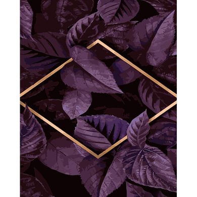 Купити Фіолетове листя Малювання картин за номерами (без коробки) 40х50см з золотими фарбами  в Україні