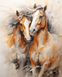 Пара лошадей Алмазная мозаика На Подрамнике, квадратные камни 40х50см, Да, 40 x 50 см