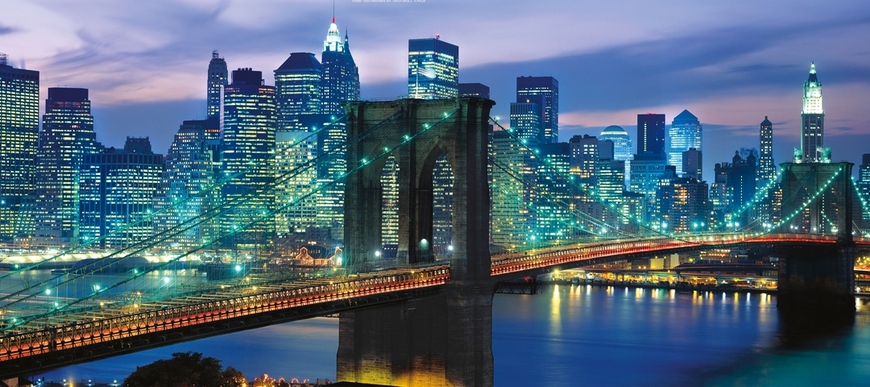 Купить Бруклинский мост Нью-Йорк Алмазная мозаика квадратные камушки 90х40 см  в Украине