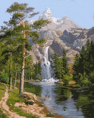 Купити Малювання картин за номерами (без коробки) Гірський водоспад  в Україні