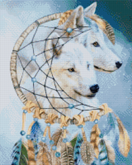 Купити Вовки (Вловлювач снів) Діамантова мозаїка, квадратні камінчики  в Україні