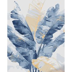 Купити Синє листя Малювання картин за номерами (без коробки) 40х50см з золотими фарбами  в Україні