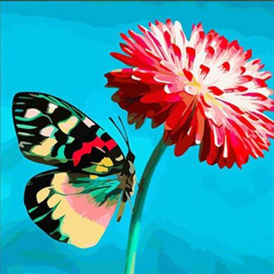 Купить Бабочка на цветке Набор для алмазной мозаики 30х30см На подрамнике  в Украине