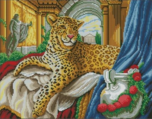Купити Королівський леопард Набір для алмазної вишивки з повним закладенням квадратними каменями  в Україні