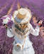 Дівчина з квітами у лаванді Діамантова вишивка На Підрамнику, квадратні камінчики 40х50см, Так, 40 x 50 см