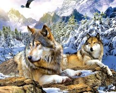 Купить Верные волки Мозаика квадратными камнями на подрамнике  в Украине