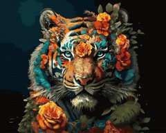 Купити Малювання картин за номерами (без коробки) Тигр у квітах  в Україні