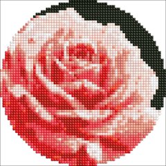Купити Досконала троянда з голограмними стразами ©art_selena_ua Алмазна мозаїка на підрамнику круглої форми діаметром 19см  в Україні