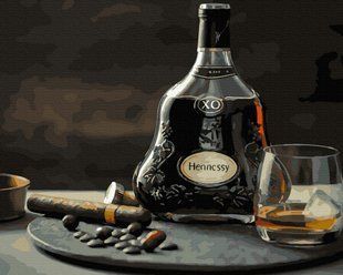 Купити Hennessy і сигара Антистрес розфарбування по цифрам без коробки  в Україні