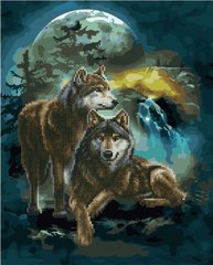 Купити Вовки під місяцем Алмазна картина розфарбування 40 х 50 см  в Україні