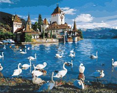 Купити Картина за номерами без коробки Лебеді на озері  в Україні