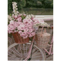 Купити Велосипед із квітами Мозаїка камінчиками по номерам з підрамником  в Україні
