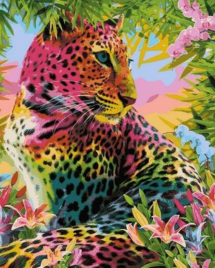 Купить Разноцветный гепард Антистрес раскраска по номерам 40 х 50 см  в Украине