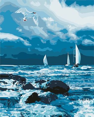 Купити Набір для малювання картини за номерами Ідейка Вітрильники на морі  в Україні