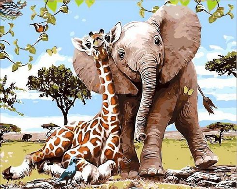 Купить Набор для рисования по цифрам Слоненок и жираф  в Украине