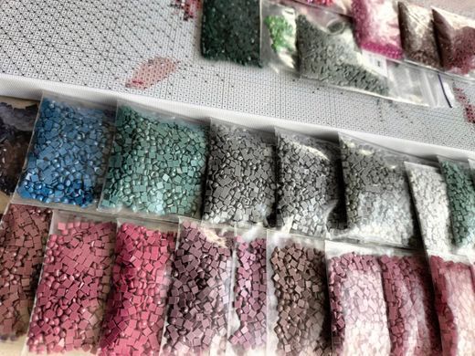 Купити Лев в рожевих квітах Алмазна вишивка Квадратні стрази 40х65 см з голограмними відтінками  в Україні