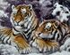 Пара тигрів на снігу Мозаїка квадратними каменями на підрамнику, Так