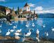 Картина по номерам без коробки Лебеди на озере, Без коробки, 40 х 50 см