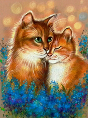 Купити Кішка з кошеням Набір для алмазної мозаїки на підрамнику 30х40см  в Україні