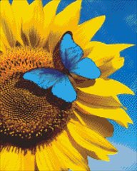 Купити Метелик на соняшнику Патріотичний сюжет Алмазної мозаїки квадратні стрази  в Україні