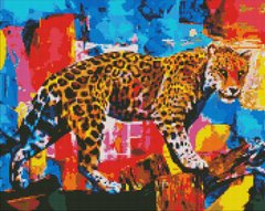 Купити Яскравий леопард Мозаїчна картина за номерами 40х50 см  в Україні