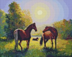 Купить Семья лошадок Мозаичная картина по номерам 40х50 см  в Украине