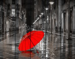 Купить Цифровая картина раскраска по дереву Красный зонтик  в Украине