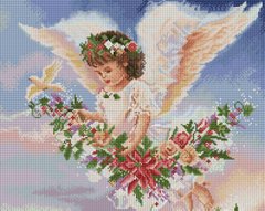 Купить Алмазная живопись 40х50 Ангел в цветах  в Украине