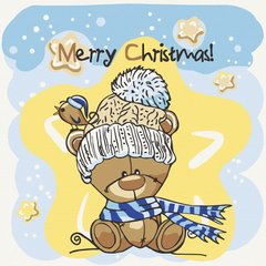 Купити Різдвяний ведмедик Картина за номерами без коробки  в Україні
