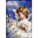Ангелочек с цветами Набор для алмазной мозаики на подрамнике 30х40см, Да, 30 x 40 см
