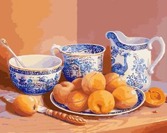 Купити Набір для живопису по номерам Натюрморт з абрикосами і старовинним сервізом (без коробки)  в Україні