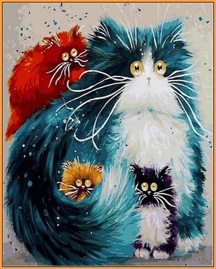 Купити Картина за номерами Premium якості Мама кішка (в рамі)  в Україні