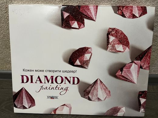 Купити Діамантова мозаїка 40х50см квадратними камінчиками Шалено-червоні губи  в Україні