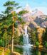 Величественные горы и водопад Алмазная мозаика На подрамнике 40 на 50 см, Да