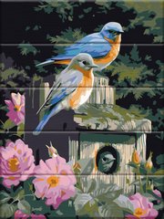 Купить Птицы в цветах. Раскраска по номерам на дереве  в Украине