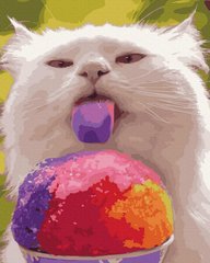 Купить Кот с мороженым Антистрес раскраска по цифрам без коробки  в Украине